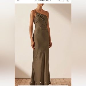Shona Joy Asymmetrical Gathered Maxi Dress